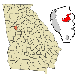 Lokasi di County Fayette dan di negara bagian Georgia