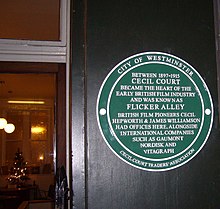"Flicker Alley" plaque in Cecil Court Flicker Alley Plaque.jpg