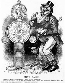 "Victoria disgraced": a Fun magazine, issued on 20 June 1887, criticises the florin or double florin, labelling it an "Explosion of Kitchen Boiler", replete with frying pans. Fun coins 1887.jpeg