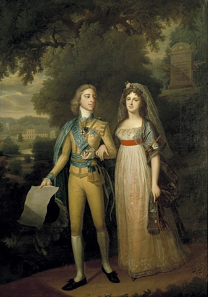 Walking with his wife Queen Frederica