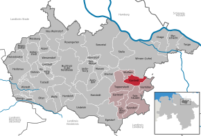 Poziția Garstedt pe harta districtului Harburg