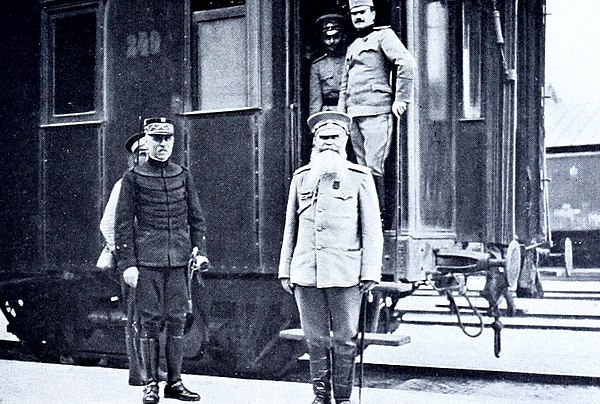 Ivanov with French military attache General Pierre de Laguiche, 18 August 1914