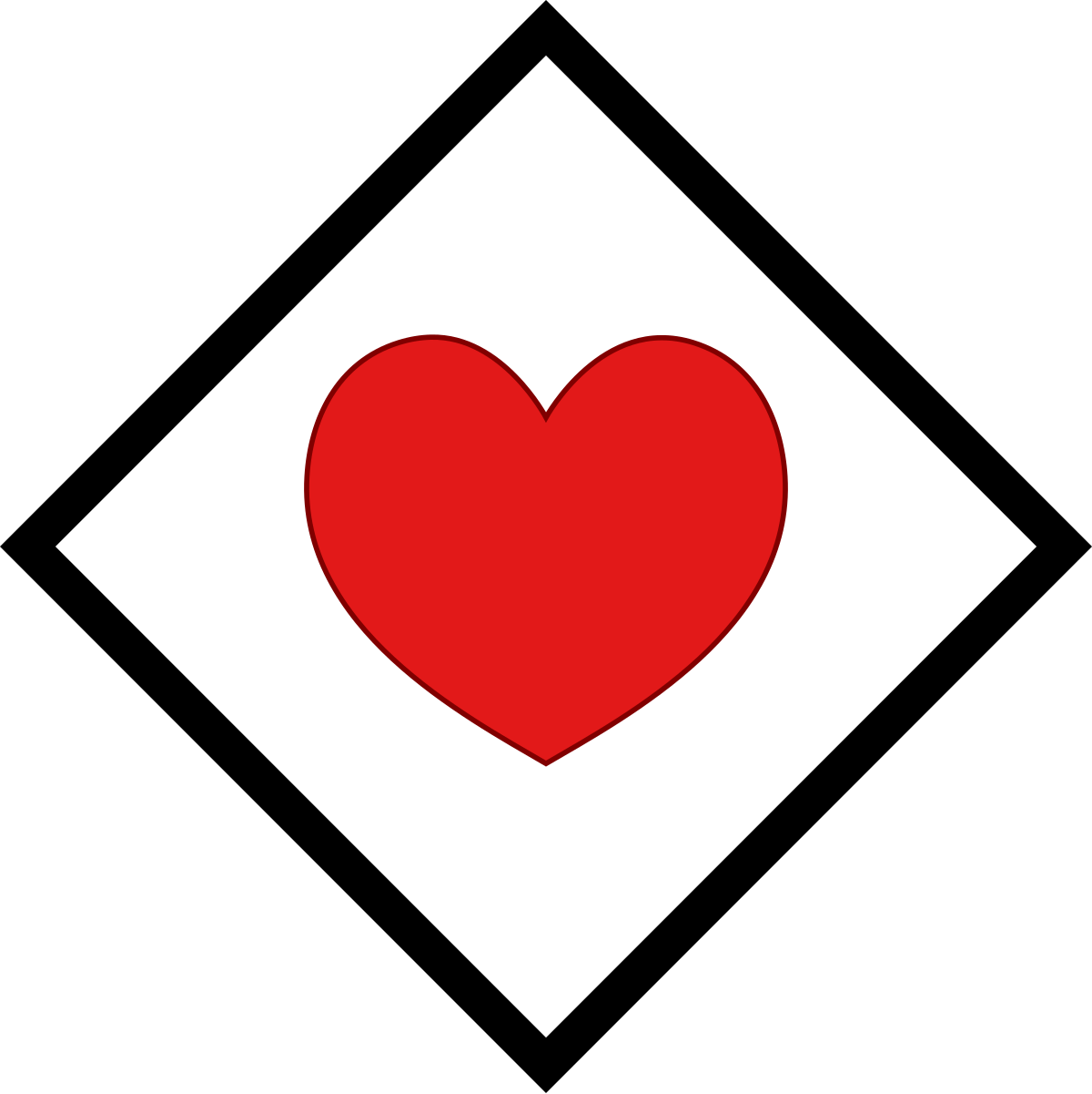 red heart in black square