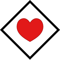 red heart in black square