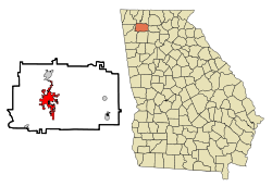 Location in Gordon County and the state of جورجیا