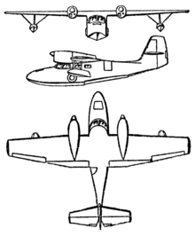 Grumman Widgeon 3-view drawing from Les Ailes February 1, 1947