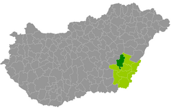 Location of the district in Hungary