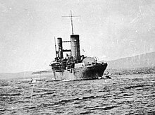 Campania after being modified into an aircraft carrier - note airplane at left