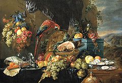 Een rijke tafel met papegaai van Jan Davidsz. de Heem