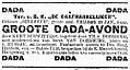 Advertentie Dada-avond Amsterdam, 19 januari 1923.