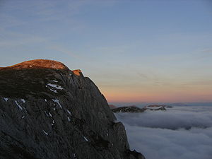 Hochschwab-topmødet ved solnedgang