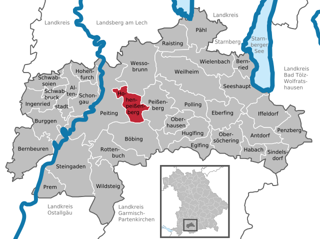 Läget för Hohenpeißenberg i Landkreis Weilheim-Schongau
