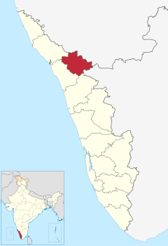 Localizacion del districte de Wayanad en Kerala
