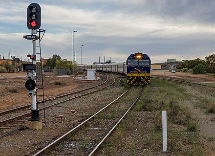 The Indian Pacific approaching Broken Hill