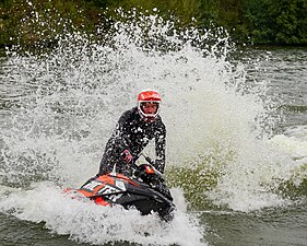 Jetski Freestyle demonstration by Niels Willems during Interboot 2023 in Friedrichshafen, Germany