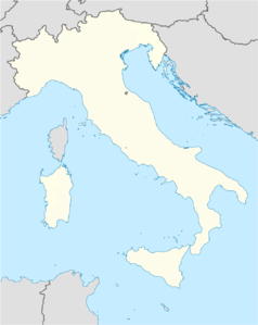 Mapa konturowa Włoch, w centrum znajduje się punkt z opisem „Rzym”