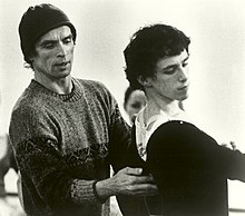 Nureyev coaching Devon Carney in his production of Don Quixote (Source: Wikimedia)