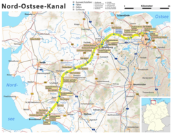 Současná mapa Kielského průplavu