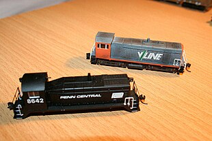 Commercial model of an EMD SW9 (left) kitbashed into a 'lookalike' of a Victorian Railways Y class (right) Kitbashed-model-locomotive.jpg