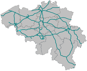 Węzeł Tournai na autostradowej mapie Belgii