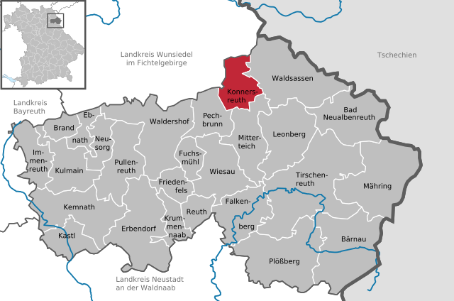 Läget för Konnersreuth i Landkreis Tirschenreuth