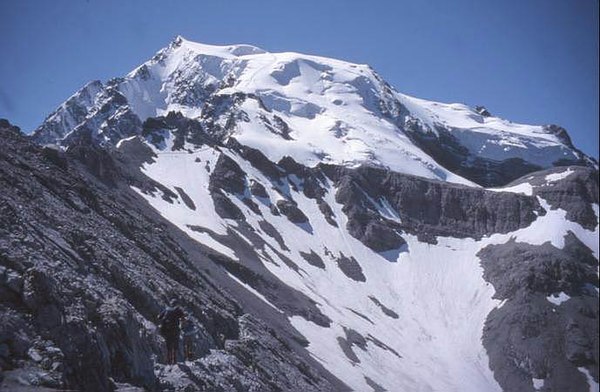 The Ortler seen from the North ridge showing the normal route of ascent