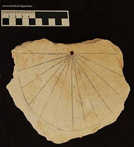 Ancient Egyptian sundial splitting daytime into 12 parts