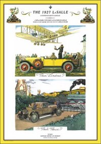 1927 dealer showroom poster promoting the new LaSalle. GM used a European theme in its ads that year in an attempt to build the image that the LaSalle