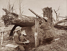 Australian soldiers firing at enemy aircraft during the First World War