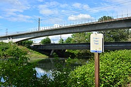 The other side of that sign, and Sound Transit Link Light Rail crossing the river. This is looking upstream.