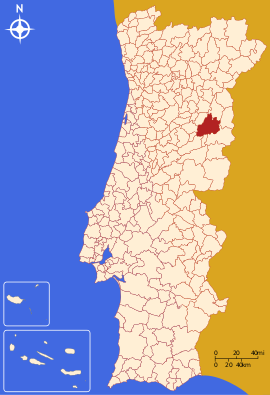 Poloha okresu, v ktorom mesto leží, v rámci Portugalska