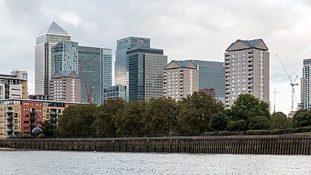 Canary Wharf (view from the Thames) (pictured in 2016)