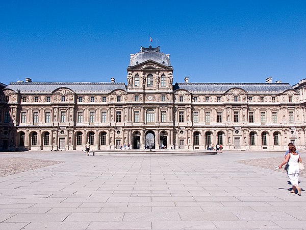 The west side of the Cour Carrée and the Lescot Wing, including the Pavillon de l'Horloge and the Lemercier Wing