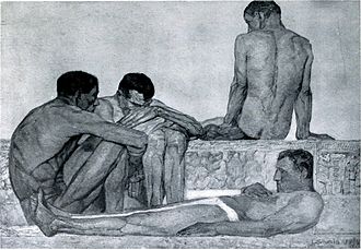 Ruhende Fluchtlinge ("Refugees resting")
Ludwig Schmid-Reutte, 1908 Ludwig Schmid-Reutte - Ruhende Fluchtlinge.jpg