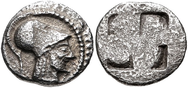 Coinage of Aenea, with portrait of Aeneas. c. 510–480 BCE.
