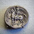 Macedonia - king Philippos II - 355-348 BC - silver tetradrachm - head of Zeus - Philippos II on horseback - Berlin MK BM