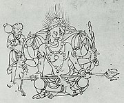 Mahākāla with one head and six arms, from the Besson zakki (別尊雑記), a Japanese compendium of Buddhist iconography