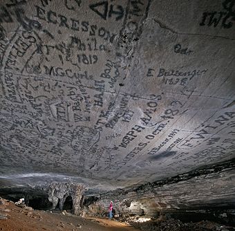 Historic signatures on the ceiling of Gothic Avenue