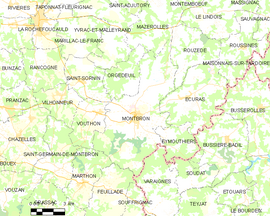 Mapa obce Montbron