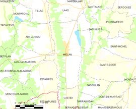 Mapa obce Miélan