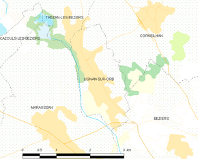 Poziția localității Lignan-sur-Orb