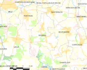 Poziția localității Orgères