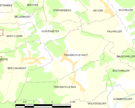 Mapa obce Traubach-le-Haut