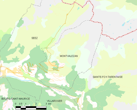 Mapa obce Montvalezan