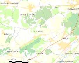 Mapa obce Colombiers