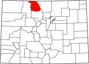 Map of Colorado highlighting Jackson County