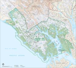 A layout map of the Glacier Bay Map of Glacier Bay National Park.png