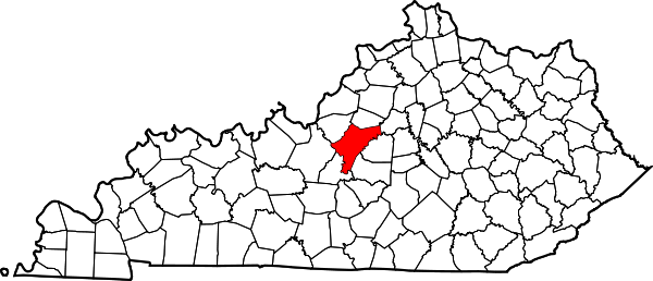 Map of Kentucky highlighting Nelson County