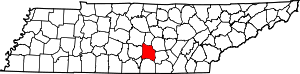 Map of Tennessee highlighting Coffee County