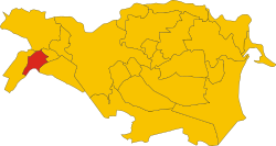 Map of comune of Sant'Agostino (province of Ferrara, region Emilia-Romagna, Italy).svg